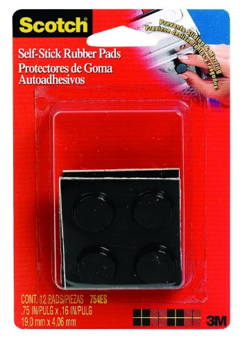 7147905919648 - 3M SCOTCH RUBBER PADS, BLACK, .75-INCH BY .16-INCH RUBBER PADS, 12-PAD, 6-PACK