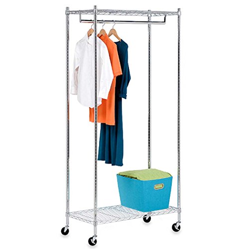 0714819068310 - 2-TIER SHELVING CLOTHING RACK WITH ONE HANGING ROD 76 IN HEIGHT