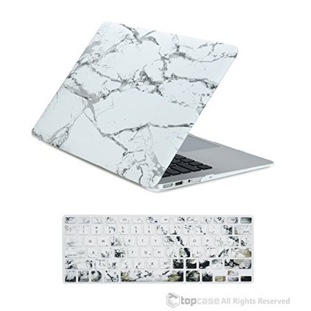 0714838230132 - TOPCASE 2 IN 1 AIR 13-INCH WHITE MARBLE RUBBERIZED HARD CASE AND KEYBOARD COVER FOR MACBOOK AIR 13 MODEL: A1369 AND A1466