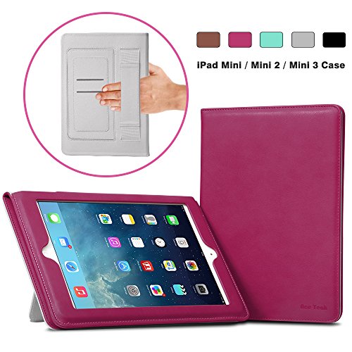 0714838876071 - IPAD MINI CASE, IPAD MINI 2 CASE, IPAD MINI 3 COVER, ACE TEAH™ SLIM PREMIUM PU LEATHER SMART AUTO WAKE/SLEEP PROTECTIVE CASE COVER LIGHT WEIGHT SCRATCH-RESISTANT STAND CASE WALLET CASE - PLUM