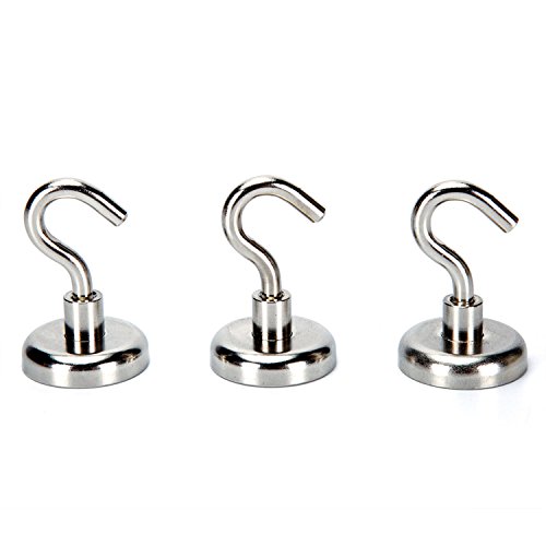 0714983811798 - HILLO-40 POUND STRONG NEODYMIUM MAGNET HOOKS, HEAVY DUTY MAGNETIC HOOK (3- PACK)(40 POUND)