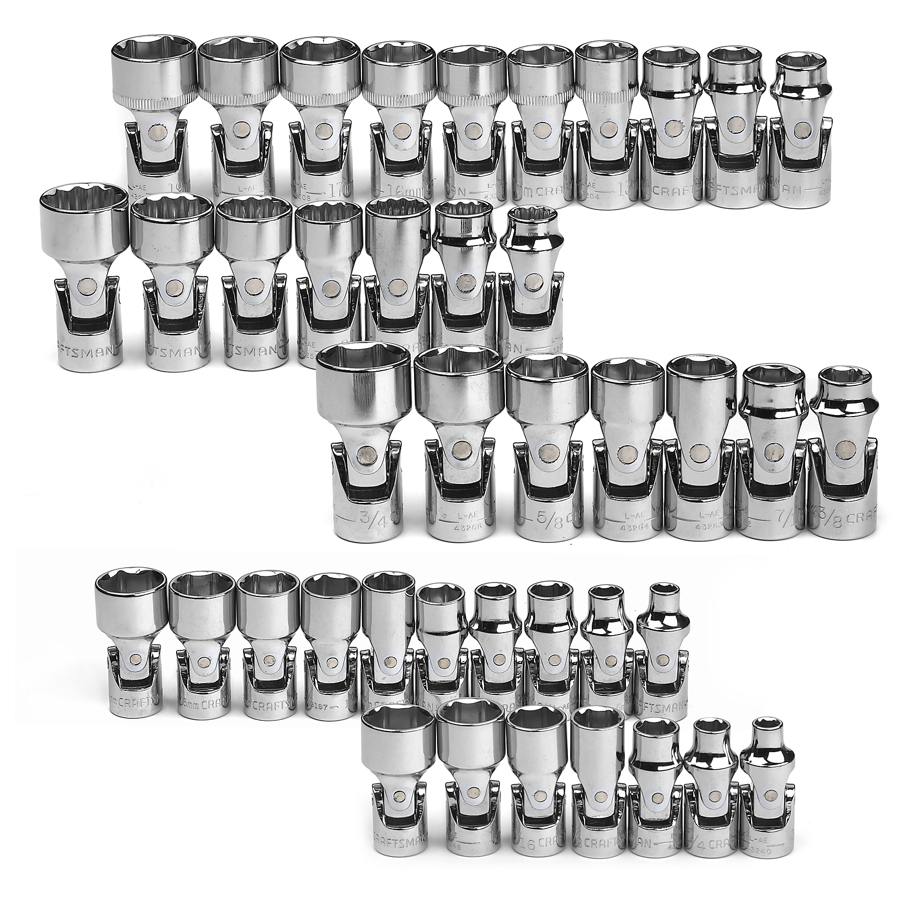 0714994347507 - 41 PC. FLEX SOCKET SET 6 AND 12 PT. 1/4 AND 3/8 IN. DR.