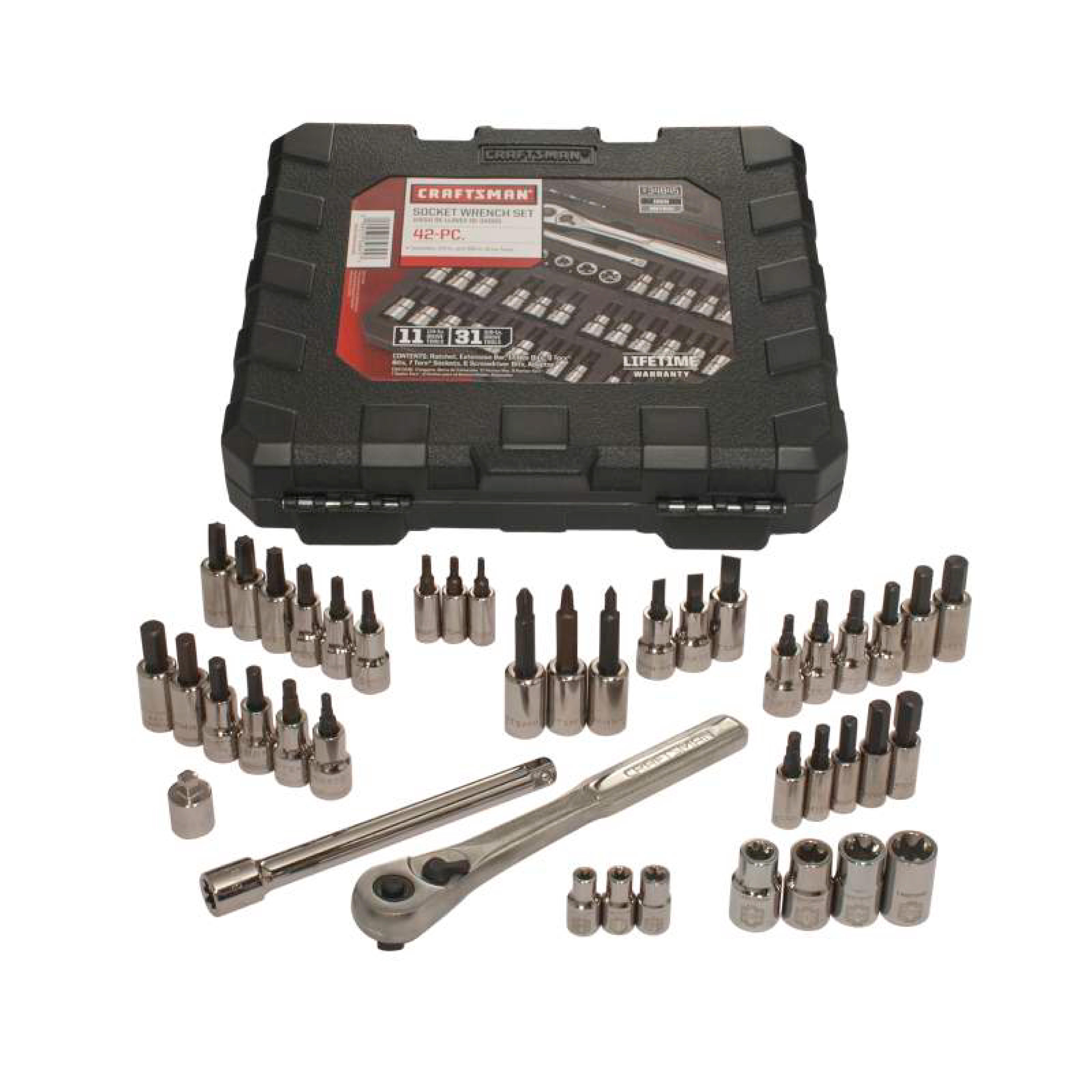 0714994348450 - 42 PIECE 1/4 AND 3/8-INCH DRIVE BIT AND TORX BIT SOCKET WRENCH SET