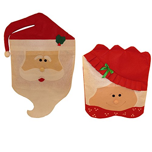 0715134882100 - GENERIC 358A MODEL MR & MRS SANTA CLAUS CHRISTMAS KITCHEN CHAIR COVERS - DINING CHAIR SLIPCOVERS,