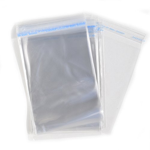 0715202243086 - 100 A6 / A2 CRYSTAL CLEAR FLAT RESEALABLE ENVELOPES - 4 3/4 X 6 1/2 OR 4.75 X 6.5 CELLO STYLE POLY BAGS WITH LIP TAPE - FITS A6 CARD WITHOUT A PAPER ENVELOPE OR A2 SIZE CARD WITH PAPER ENVELOPE (A6-CC)