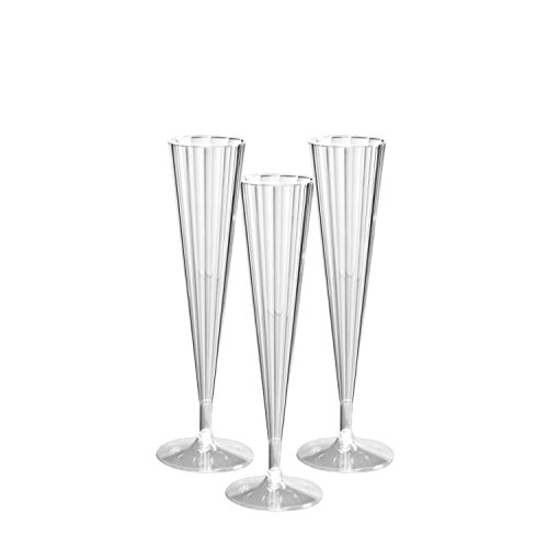 7152555172060 - PARTY ESSENTIALS DELUXE/ELEGANCE TWO PIECE HARD PLASTIC 5-OUNCE CHAMPAGNE FLUTES, CLEAR, 10 COUNT