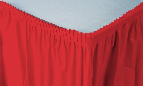 7152555196646 - CREATIVE CONVERTING PLASTIC TABLE SKIRT, 14-FEET, CLASSIC RED