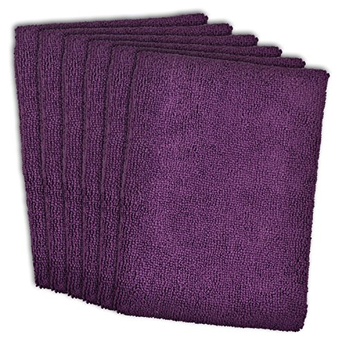 7152555230135 - DII KITCHEN MILLENNIUM CLEANING, WASHING, DRYING, ULTRA ABSORBENT, MICROFIBER DISH TOWEL, 16X19 (SET OF 6) - EGGPLANT