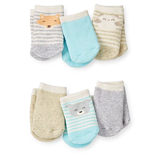 0071534279415 - CARTERS UNISEX BABY NEUTRAL 6PK TERRY FACE SOCKS 0-3M