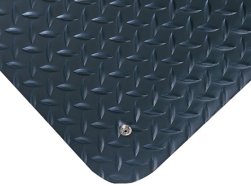 0715411607044 - WEARWELL PVC 786 DIAMOND-PLATE ELECTRICALLY CONDUCTIVE ANTI-FATIGUE MAT WITH SNAP, FOR DRY AREAS, 2' WIDTH X 3' LENGTH X 9/16 THICKNESS, BLACK