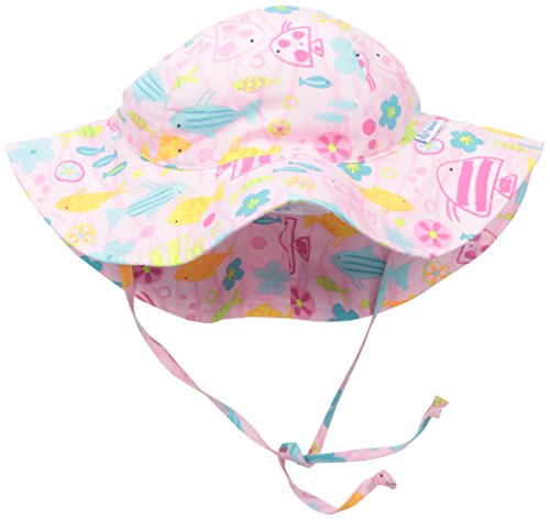 0715418135700 - I PLAY. BABY BRIM SUN PROTECTION HAT, PINK FLOWER FISH, 0-6 MONTHS
