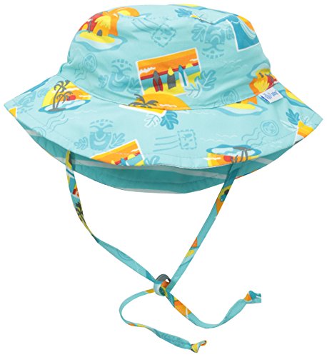 0715418136677 - I PLAY. BABY REVERSIBLE BUCKET SUN PROTECTION HAT, AQUA SURF SUNSET, 0-6 MONTHS