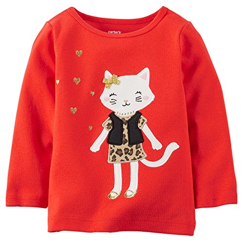 0715727115943 - CARTER'S RED/ORANGE BABY GIRL CAT BLOUSE (6 MONTHS)