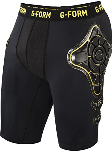0715727462566 - G-FORM PRO-G BOARD & SKI IMPACT PROTECTION COMPRESSION SHORTS (BLACK/YELLOW, LARGE)