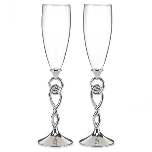 0715781746138 - HORTENSE B. HEWITT WEDDING ACCESSORIES LOVE KNOT CHAMPAGNE TOASTING FLUTES, SET OF 2