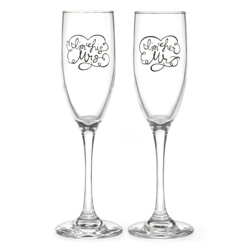 0715781772021 - HORTENSE B. HEWITT WEDDING CHAMPAGNE TOASTING FLUTES, I'M HIS MRS. AND I'M HER MR., SET OF 2