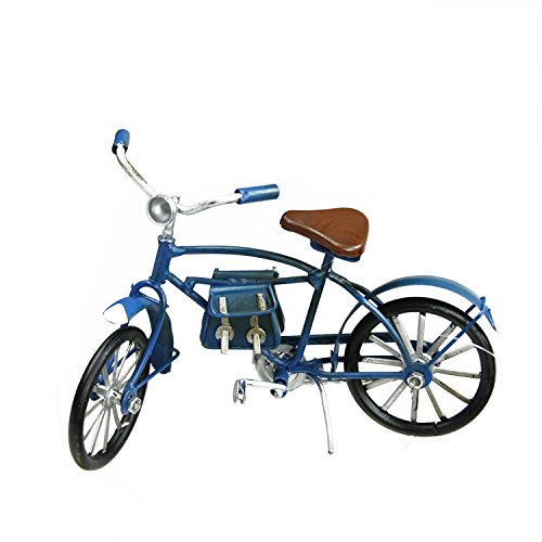 0715833038549 - 6.5 DECORATIVE BLUE VINTAGE STYLE BICYCLE WITH SIDE SADDLE BAGS CHRISTMAS ORNAM