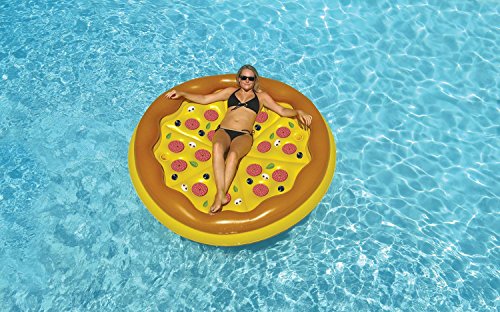 0715833144325 - 70 WATER SPORTS PERSONAL PIZZA ISLAND INFLATABLE ROUND SWIMMING POOL RAFT LOUNGER