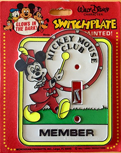 0715854681786 - VINTAGE WALT DISNEY CHARACTER MICKEY MOUSE CLUB MEMBER GLOW IN THE DARK 3D LIGHT SWITCH PLATE