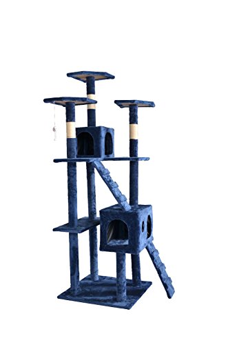 0715939530541 - NEW 73 NAVY BLUE CAT TREE SCRATCHER PLAY HOUSE CONDO FURNITURE TOY BED POST PET HOUSE T07