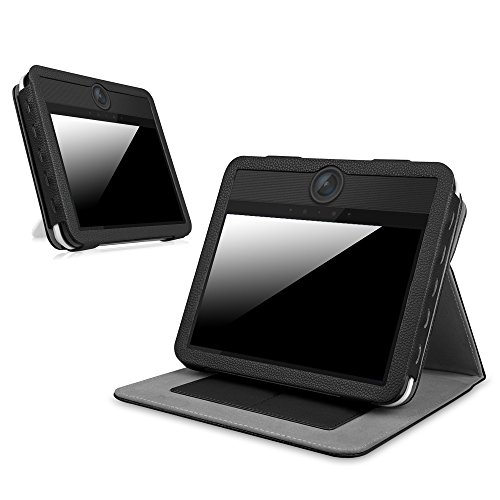 0715939952237 - NUCLEUS PROTECTIVE CASE - FINTIE PREMIUM VEGAN LEATHER STAND COVER WALL MOUNT WITH ID CREDIT CARD CASH SLOTS FOR NUCLEUS ANYWHERE INTERCOM WITH AMAZON ALEXA, BLACK
