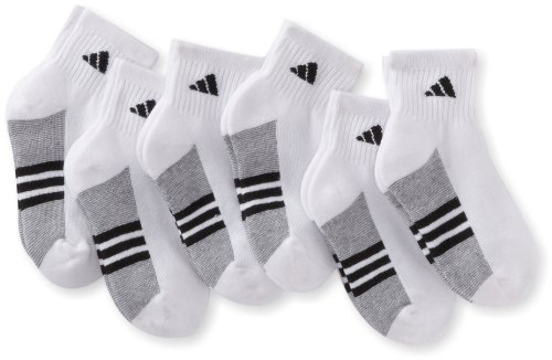 0716106632839 - ADIDAS BOYS YOUTH GRAPHIC SMALL QUARTER SOCK, PACK OF 6, WHITE/BLACK/ALUMINUM 2, 9-1 (SMALL)