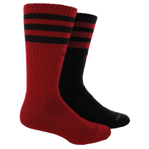 0716106665004 - ADIDAS MEN'S TEAM CREW SOCK (PACK OF 2), ONE SIZE FITS ALL, UNIVERSITY RED/BLACK