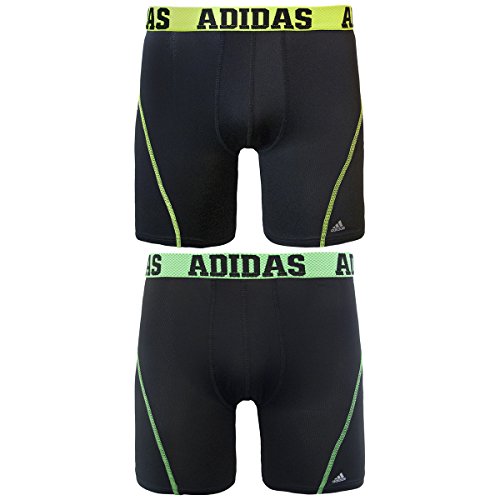 0716106758591 - ADIDAS MEN'S SPORT PERFORMANCE CLIMACOOL 9-INCH MIDWAY UNDERWEAR (2-PACK), (BLACK/SOLAR YELLOW)/(BLACK/FLASH GREEN), X-LARGE