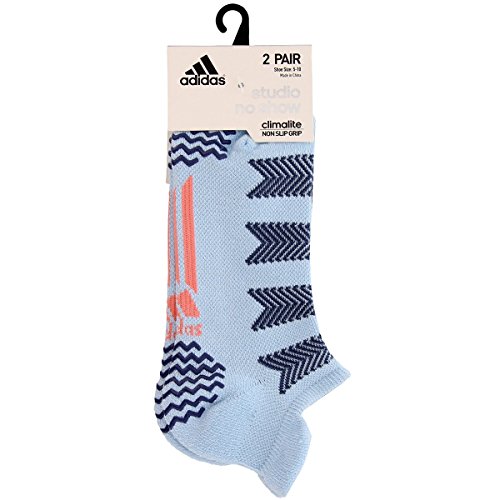 0716106789182 - ADIDAS WOMEN'S STUDIO NO SHOW SOCKS (2 PACK), ICE BLUE/TECH INK BLUE/RAY PINK, ONE SIZE