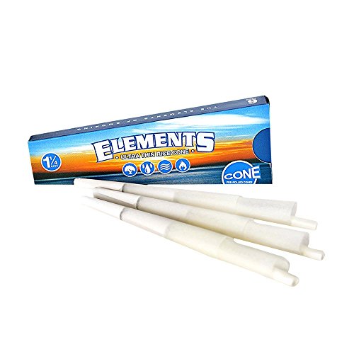 0716165202189 - ELEMENTS ULTRA THIN RICE ROLLING PAPERS - 1 1/4 SIZE PRE ROLLED CONES 6 PER PACK (1 PACK)