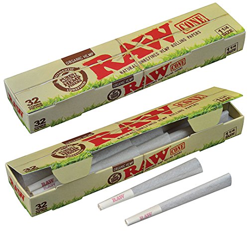 0716165202455 - RAW ORGANIC UNREFINED PRE-ROLLED CONE 32 PACK (1 1/4 SIZE)