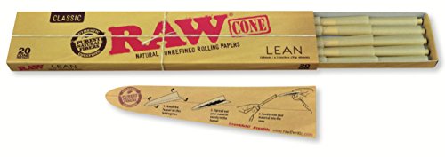 0716165203339 - RAW CLASSIC NATURAL UNREFINED PRE ROLLED CONES - 20 CONES PER PACK - LEAN SIZE (1 PACK)