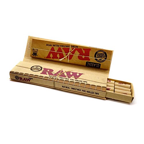 0716165281733 - RAW CLASSIC NATURAL UNREFINED ROLLING PAPERS - CONNOISSEUR PACK KING SIZE SLIM AND PRE-ROLLED TIPS