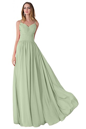0716213501844 - SUNVARY SPAGHETTI STRAPS LONG CHIFFON BRIDESMAID DRESSES FORMAL GOWNS FOR WOMAN SIZE 4- SAGE