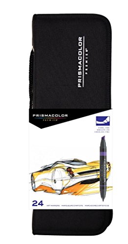 0071641041448 - PRISMACOLOR PREMIER DOUBLE ENDED ART MARKERS, CHISEL TIP AND FINE TIP, SET OF 24 ASSORTED COLORS WITH CARRYING CASE (PM97)