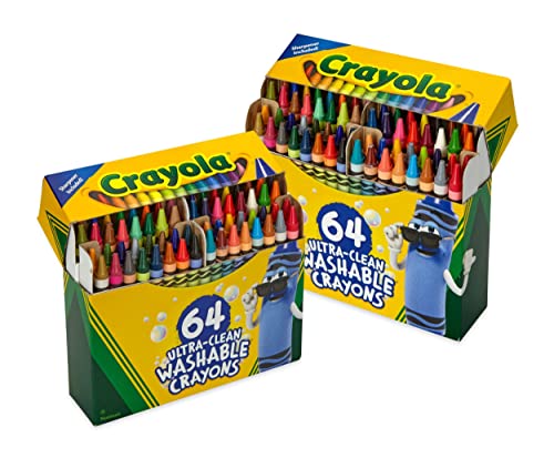 0071662046064 - CRAYOLA WASHABLE CRAYONS - 64CT (2 BOXES), BULK CRAYONS FOR KIDS, CRAYON SET, COLORING BOOK CRAYONS, GIFTS FOR KIDS & TODDLERS