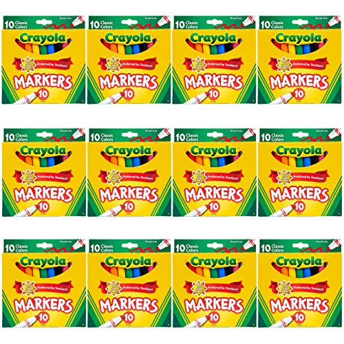 0071662077907 - CRAYOLA BROAD LINE MARKERS BULK, 12 MARKER PACKS WITH 10 COLORS