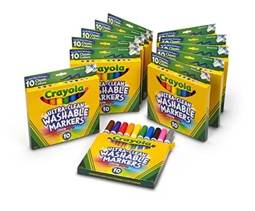 0071662078591 - CRAYOLA WASHABLE MARKERS 10 CT. ULTRA-CLEAN BROAD LINE MARKERS (SET OF 12 EACH)