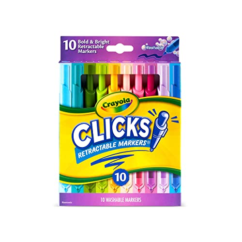 0071662083731 - CRAYOLA WASHABLE MARKERS WITH RETRACTABLE TIPS, CLICKS, SCHOOL SUPPLIES, 10 COUNT, GIFTS FOR KIDS