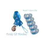 0071662540067 - 5 BLUE GUMDROP PACIFIERS + POLKA-DOTTED PACIFIER CLIP
