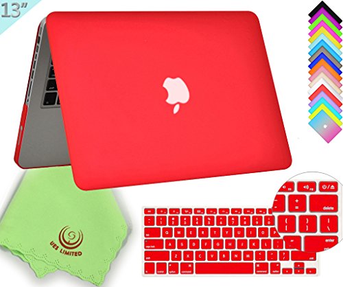 0716670795961 - UES-LIMITED 2IN1 SMOOTH SOFT-TOUCH MATTE FROSTED HARD SHELL CASE WITH SILICONE KEYBOARD COVER FOR MACBOOK PRO 13 (NON-RETINA)+ MICROFIBRE CLEANING CLOTH, RED