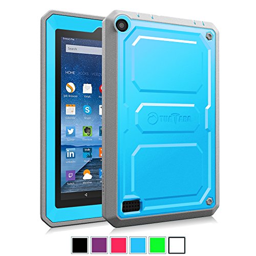 0716715284436 - FINTIE FIRE 7 2015 CASE - RUGGED UNIBODY DUAL LAYER HYBRID FULL PROTECTIVE COVER WITH BUILT-IN SCREEN PROTECTOR AND IMPACT RESISTANT BUMPER FOR AMAZON FIRE 7 TABLET (5TH GEN), BLUE