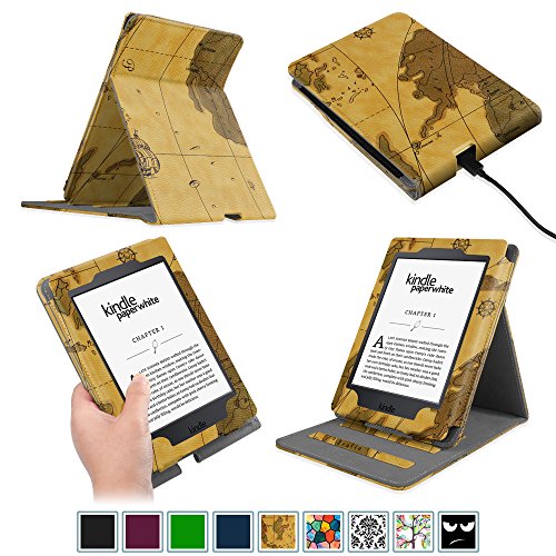 0716715285709 - FINTIE KINDLE PAPERWHITE FLIP CASE - VERTICAL MULTI-VIEWING PU LEATHER COVER WITH AUTO SLEEP/WAKE FOR ALL-NEW AMAZON KINDLE PAPERWHITE (FITS ALL VERSIONS: 2012 2013 2014 AND 2015 NEW 300 PPI), MAP B