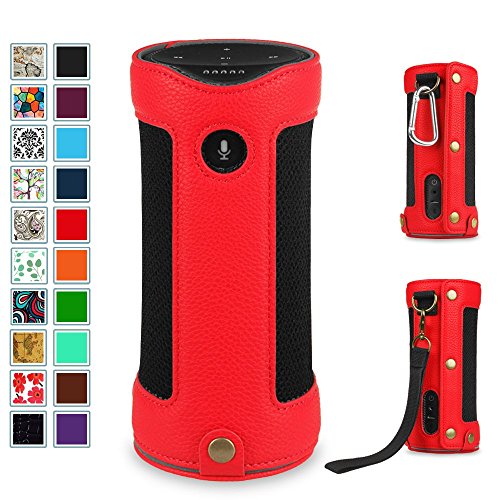 0716715298242 - FINTIE CARRYING CASE FOR AMAZON TAP - PREMIUM VEGAN LEATHER PROTECTIVE SLING COVER WITH REMOVABLE HOLDING STRAP + CARABINER KEYCHAIN FOR AMAZON TAP BLUETOOTH PORTABLE SPEAKER, RED