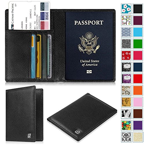 0716715331703 - FINTIE PASSPORT HOLDER TRAVEL WALLET - PREMIUM VEGAN LEATHER RFID BLOCKING CASE COVER - SECURELY HOLDS PASSPORT, BUSINESS CARDS, CREDIT CARDS, BOARDING PASSES, BLACK