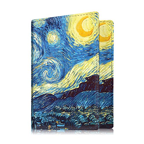 0716715332922 - FINTIE PASSPORT HOLDER TRAVEL WALLET - PREMIUM VEGAN LEATHER RFID BLOCKING CASE COVER - SECURELY HOLDS PASSPORT, BUSINESS CARDS, CREDIT CARDS, BOARDING PASSES, STARRY NIGHT