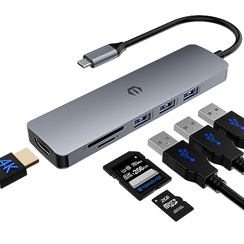 0717025836513 - USB HUB,TOTUS 6-IN-1 DOCKING STATION EXPAND THE PORTS OF USB C LAPTOP AND ENJOY 4K CONTENT TO EXTERNAL DISPLAY USING FEATURING HDMI PORT FOR 4K OUTPUT, DUAL HIGH-SPEED USB 3.0 PORTS, SD/TF CARD SLOT