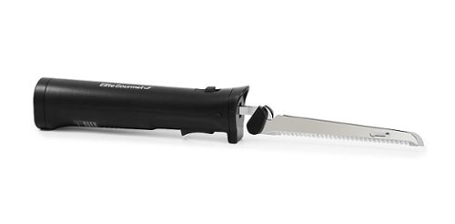 0717056129028 - ELITE GOURMET - ELECTRIC CORDLESS RECHARGEABLE KNIFE - BLACK AND STAINLESS STEEL