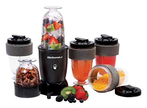 0717056129875 - ELITE GOURMET PERSONAL ELECTRIC DRINK BLENDER, SMOOTHIE, SHAKES, JUICE, PULSE SWITCH, 300 WATTS (7PC, BLACK)