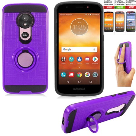 0717057291885 - PHONE CASE FOR MOTOROLA MOTO E5 GO PREPAID (NOT FOR MOTO E5) E5-GO CASE / E5 PLAY CASE / E5 CRUISE CASE, MOTO E-PLAY 5TH GEN SHOCKPROOF DUAL-LAYERED RING-STAND (RING PURPLE)